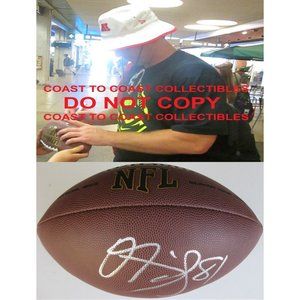 OWEN DANIELS,DENVER BRONCOS,RAVENS,TEXANS,SIGNED,AUTOGRAPHED,FOOTBALL,COA,PROOF